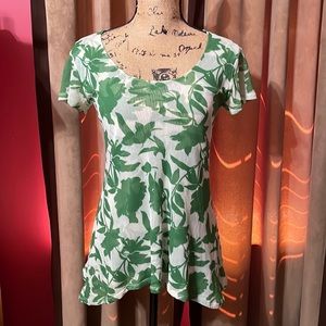 New York & Company Cream & Green Top from the Sweet Pea Collection